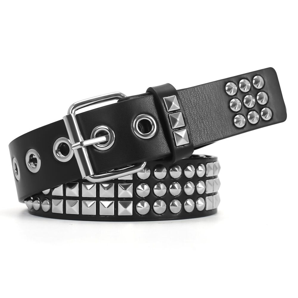 3641 Studded Belt, Metal Punk Rock Rivet belt with Bright Pyramid Studded